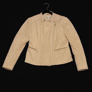 🤎 H&M Faux Suede Moto Jacket | XL (US 14) | Beige
